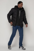 Оптом Спортивная молодежная куртка мужская черного цвета 93691Ch в Казани, фото 3