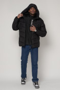 Оптом Спортивная молодежная куртка мужская черного цвета 93691Ch в Екатеринбурге, фото 5