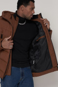 Оптом Спортивная молодежная куртка мужская коричневого цвета 93691K в Казани, фото 12