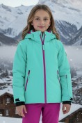 Оптом Горнолыжный костюм зимний для девочки бирюзового цвета 9420Br, фото 3