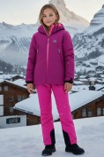 Оптом Горнолыжный костюм зимний для девочки малинового цвета 9420M