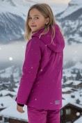 Оптом Горнолыжный костюм зимний для девочки малинового цвета 9420M, фото 4