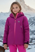 Оптом Горнолыжный костюм зимний для девочки малинового цвета 9420M, фото 3