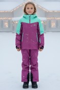 Оптом Горнолыжный костюм зимний для девочки фиолетового цвета 9432F