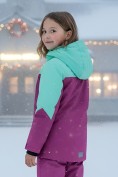 Оптом Горнолыжный костюм зимний для девочки фиолетового цвета 9432F, фото 4