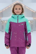Оптом Горнолыжный костюм зимний для девочки фиолетового цвета 9432F, фото 3