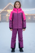 Оптом Горнолыжный костюм зимний для девочки розового цвета 9432R, фото 3