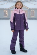 Оптом Горнолыжный костюм зимний для девочки темно-фиолетового цвета 9432TF