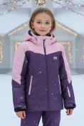 Оптом Горнолыжный костюм зимний для девочки темно-фиолетового цвета 9432TF, фото 3