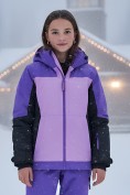 Оптом Горнолыжный костюм зимний для девочки фиолетового цвета 9434F, фото 3