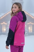 Оптом Горнолыжный костюм зимний для девочки розового цвета 9434R, фото 4