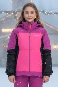 Оптом Горнолыжный костюм зимний для девочки розового цвета 9434R, фото 3