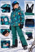Оптом Горнолыжный костюм зимний для мальчика зеленого цвета 9435Z, фото 2