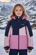 Оптом Горнолыжный костюм зимний для девочки розового цвета 9518R