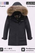 Оптом Парка зимняя подростковая для девочки с капюшоном и мехом черного цвета 9532Ch, фото 3