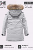 Оптом Парка зимняя подростковая для девочки с капюшоном и мехом серого цвета 9532Sr, фото 4