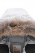 Оптом Парка зимняя подростковая для девочки с капюшоном и мехом серого цвета 9532Sr, фото 5