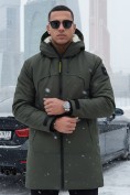 Оптом Парка зимняя мужская с капюшоном цвета хаки 9533-1Kh