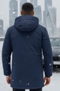 Оптом Парка зимняя мужская с капюшоном темно-синего цвета 9533-1TS, фото 2