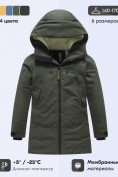 Оптом Парка зимняя подростковая для мальчика с капюшоном цвета хаки 9533Kh, фото 3