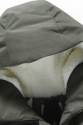 Оптом Парка зимняя подростковая для мальчика с капюшоном цвета хаки 9533Kh, фото 4