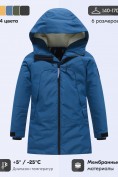 Оптом Парка зимняя подростковая для мальчика с капюшоном синего цвета 9533S, фото 3