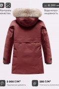 Оптом Парка зимняя подростковая для девочки с капюшоном и мехом бордового цвета 9534Bo, фото 4