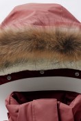 Оптом Парка зимняя подростковая для девочки с капюшоном и мехом бордового цвета 9534Bo, фото 4