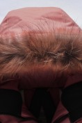 Оптом Парка зимняя подростковая для девочки с капюшоном и мехом бордового цвета 9534Bo, фото 5