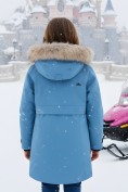 Оптом Парка зимняя подростковая для девочки с капюшоном и мехом бирюзового цвета 9534Br, фото 2