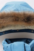 Оптом Парка зимняя подростковая для девочки с капюшоном и мехом бирюзового цвета 9534Br, фото 5
