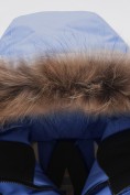 Оптом Парка зимняя подростковая для девочки с капюшоном и мехом василькового цвета 9534Vs, фото 5