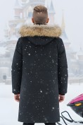 Оптом Парка зимняя подростковая для мальчика с капюшоном и мехом черного цвета 9535Ch, фото 2