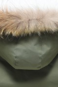 Оптом Парка зимняя подростковая для мальчика с капюшоном и мехом цвета хаки 9535Kh, фото 5