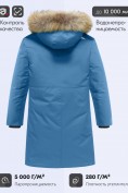 Оптом Парка зимняя подростковая для мальчика с капюшоном и мехом синего цвета 9535S, фото 4