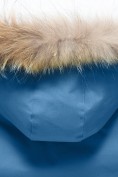 Оптом Парка зимняя подростковая для мальчика с капюшоном и мехом синего цвета 9535S, фото 5