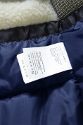 Оптом Парка зимняя подростковая для мальчика с капюшоном и мехом темно-синего цвета 9535TS, фото 13