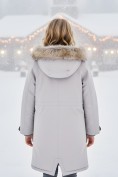 Оптом Парка зимняя подростковая для девочки с капюшоном и мехом бежевого цвета 9536B, фото 2