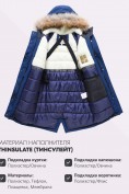 Оптом Парка зимняя подростковая для девочки с капюшоном и мехом темно-синего цвета 9536TS, фото 5