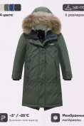 Оптом Парка зимняя подростковая для девочки с капюшоном и мехом темно-зеленого цвета 9536TZ, фото 3