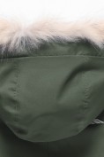 Оптом Парка зимняя подростковая для девочки с капюшоном и мехом темно-зеленого цвета 9536TZ, фото 5