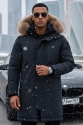 Оптом Парка зимняя мужская с капюшоном и мехом енот черного цвета 9537-1Ch