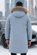 Оптом Парка зимняя мужская с капюшоном и мехом енот синего цвета 9537-1S, фото 2