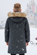 Оптом Парка зимняя подростковая для мальчика с капюшоном и мехом черного цвета 9537Ch, фото 2