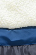 Оптом Парка зимняя подростковая для мальчика с капюшоном и мехом синего цвета 9537S, фото 15