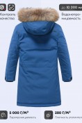 Оптом Парка зимняя подростковая для мальчика с капюшоном и мехом синего цвета 9537S, фото 4