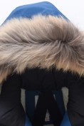 Оптом Парка зимняя подростковая для мальчика с капюшоном и мехом синего цвета 9537S, фото 4