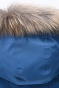 Оптом Парка зимняя подростковая для мальчика с капюшоном и мехом синего цвета 9537S, фото 5