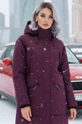 Оптом Парка зимняя женская с капюшоном бордового цвета 9538-1Bo