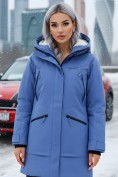 Оптом Парка зимняя женская с капюшоном василькового цвета 9538-1Vs